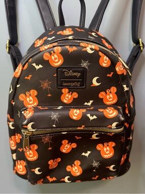 Loungefly Disney Mickey Mouse Halloween Jack-O-Lantern Pumpkin Bat Mini Backpack